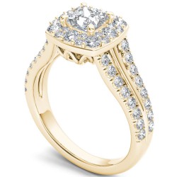 Gold 1 ct TDW Diamond Halo Ring - Handcrafted By Name My Rings™
