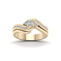 Gold 1/2ct TDW Diamond Three Stone Swirl Bridal Set - Handcrafted By Name My Rings™
