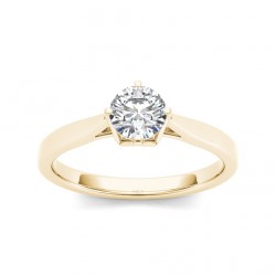 Gold 1/2ct TDW Round-cut Solitaire Diamond Ring - Handcrafted By Name My Rings™