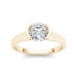 Gold 1ct TDW Diamond Half-Bezel Engagement Ring - Handcrafted By Name My Rings™