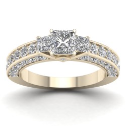 Gold 2 2/5ct TDW Diamond Princess-cut Engagement Ring - Handcrafted By Name My Rings™