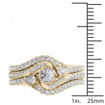 Gold 3/4ct TDW Diamond Solitaire Bridal Ring Set - Handcrafted By Name My Rings™