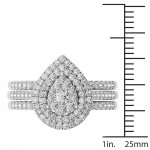 5/8ct TDW Pear Shaped Cluster Halo Bridal Set - Handcrafted By Name My Rings™