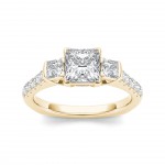 Gold 1 1/2ct TDW Diamond Three Stone Princess Cut Engagement Ring - Handcrafted By Name My Rings™