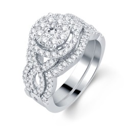 White Gold 1 3/8ct TDW 3-piece Diamond Bridal Set - Handcrafted By Name My Rings™