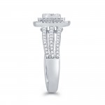 White Gold 3/4ct TDW Halo Diamond Bridal Ring - Handcrafted By Name My Rings™