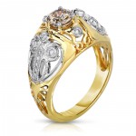 Two-tone Gold 3/4ct TDW Champagne and White Diamond Ring - Handcrafted By Name My Rings™
