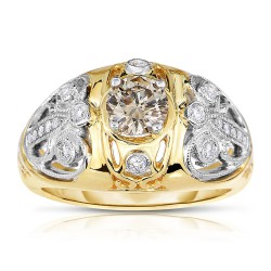 Two-tone Gold 3/4ct TDW Champagne and White Diamond Ring - Handcrafted By Name My Rings™