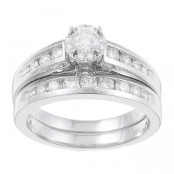 White Gold 1ct TDW Certified Diamond Engagement Ring Set - Handcrafted By Name My Rings™