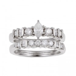 White Gold 1ct TDW Diamond Bridal Ring Set - Handcrafted By Name My Rings™