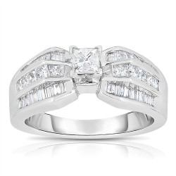 White Gold 1ct TDW One-Of-A-Kind Princess Cut Solitaire Diamond Engagement Ring - Handcrafted By Name My Rings™