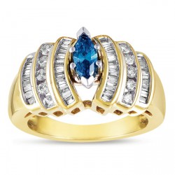 Gold 9/10ct TDW Stunning Blue Diamond Ring - Handcrafted By Name My Rings™