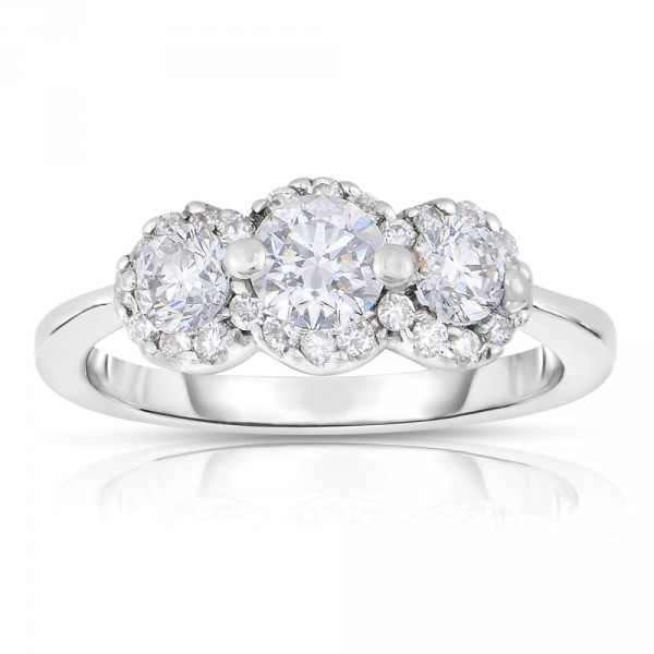 White Gold 1 1/4ct TDW Diamond 3-stone Ring - Handcrafted By Name My Rings™