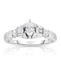 Platinum 5/8ct TDW Marquise Cut Solitaire Diamond Engagement Ring - Handcrafted By Name My Rings™