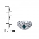 Engagement White Gold 3/4ct TDW Blue and White Diamond Vintage Halo Ring - Handcrafted By Name My Rings™