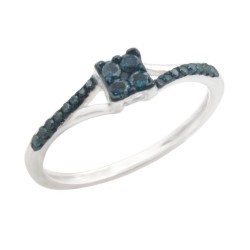Fabulous 0.19ct Round Brilliant Cut Blue Color Traterd Natural Diamond Engagement Ring - Handcrafted By Name My Rings™