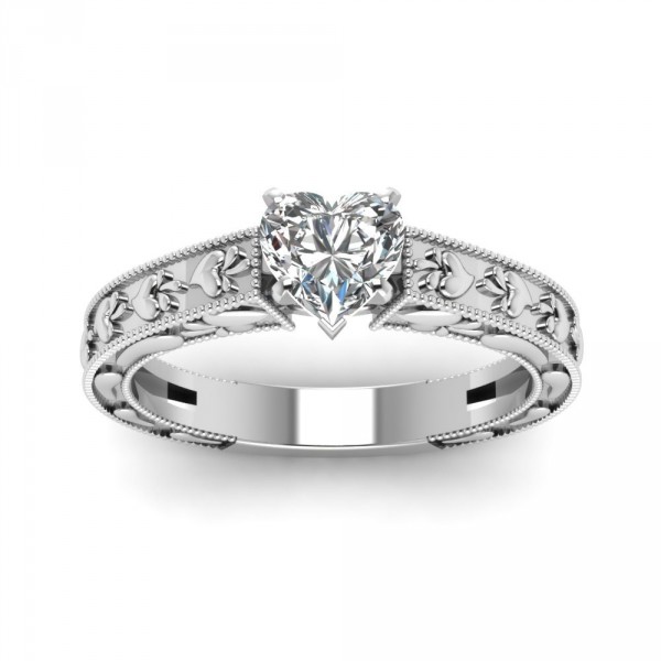 White Gold GIA certified 1/2 ct. Heart Diamond Solitaire Ring - Handcrafted By Name My Rings™