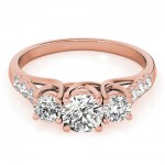 JewelMore Rose Gold 1/2ct TDW White Diamond Three-Stone Engagement Ring - Handcrafted By Name My Rings™