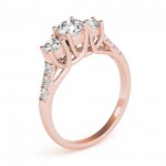 JewelMore Rose Gold 1/2ct TDW White Diamond Three-Stone Engagement Ring - Handcrafted By Name My Rings™