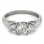JewelMore White Gold Three-Stone Engagement Ring - Handcrafted By Name My Rings™