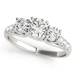 JewelMore White Gold Three-Stone Engagement Ring - Handcrafted By Name My Rings™