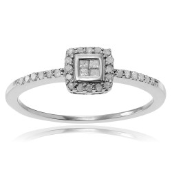 Journee Collection Sterling Silver 1/3 ct Diamond Halo Engagement Ring - Handcrafted By Name My Rings™