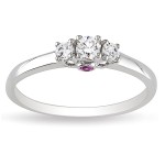 L'Amour Enrose byGold 1/4ct TDW 3-Stone Diamond and Pink Sapphire Ring - Handcrafted By Name My Rings™