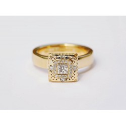 Large Square and Solitaire Diamond  Ring - Geometric Ring - Handcrafted By Name My Rings™