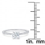 0.80ct TDW Pave Set, Petite, thin, tapered, U Pave, 4 Prong Round Solitaire Diamond Engagement Ring. - Handcrafted By Name My Rings™