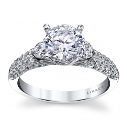 White Gold and 0.62ct TDW Semi-Mount Diamond Engagement Ring - Handcrafted By Name My Rings™
