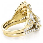 Gold 3ct TDW Designer Halo Diamond Engagement Ring Set - Handcrafted By Name My Rings™