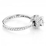 White Gold 1 1/5ct TDW Cushion and Round White Diamond Engagement Ring - Handcrafted By Name My Rings™