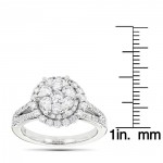 White Gold 1 3/4ct TDW Diamond Cluster Engagement Ring - Handcrafted By Name My Rings™