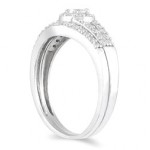 White Gold 3/8ct TDW Diamond Halo Bridal Ring Set - Handcrafted By Name My Rings™