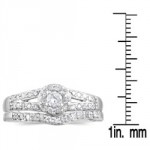 White Gold 3/8ct TDW Diamond Halo Bridal Ring Set - Handcrafted By Name My Rings™