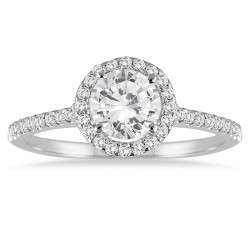 White Gold 1 1/4ct TDW Diamond Halo Ring - Handcrafted By Name My Rings™