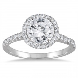White Gold 2ct TDW Halo Diamond Engagement Ring - Handcrafted By Name My Rings™
