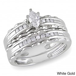 Gold 2/5ct TDW Diamond Bridal Ring Set - Handcrafted By Name My Rings™