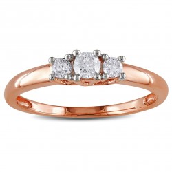 Pink Gold 1/4ct TDW Diamond 3-stone Ring - Handcrafted By Name My Rings™