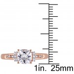 Rose Gold Created White Sapphire and Diamond Accent Engagement Ring - Handcrafted By Name My Rings™