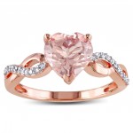 Rose Gold Heart Shaped Morganite and 1/10ct TDW Diamond Twist Ring - Handcrafted By Name My Rings™