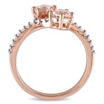 Rose Gold Morganite and 1/5ct TDW Diamond Bypass Ring - Handcrafted By Name My Rings™