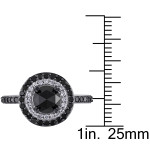 White Gold 1 1/2ct TDW Rose-cut Black and White Diamond Double Halo Ring - Handcrafted By Name My Rings™