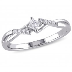 White Gold 1/10ct TDW Princess-Cut Overlapping Diamond Promise Ring - Handcrafted By Name My Rings™