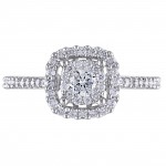White Gold 1/2ct TDW Certified Diamond Halo Engagement Ring - Handcrafted By Name My Rings™