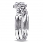 White Gold 1/2ct TDW Diamond Quad Halo Bridal Ring Set - Handcrafted By Name My Rings™
