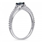 White Gold 1/2ct TDW Princess-cut Blue and Round White Diamond Stackable Engagement Ring - Handcrafted By Name My Rings™