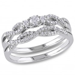 White Gold 1/3ct TDW Braided Vintage Diamond Bridal Set - Handcrafted By Name My Rings™