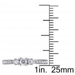 White Gold 1/4ct TDW Diamond 3-Stone Halo Engagement Ring - Handcrafted By Name My Rings™