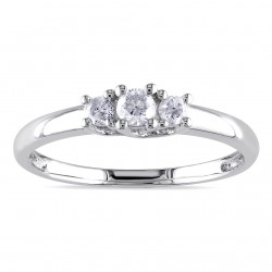 White Gold 1/4ct TDW Diamond 3-stone Promise Ring - Handcrafted By Name My Rings™